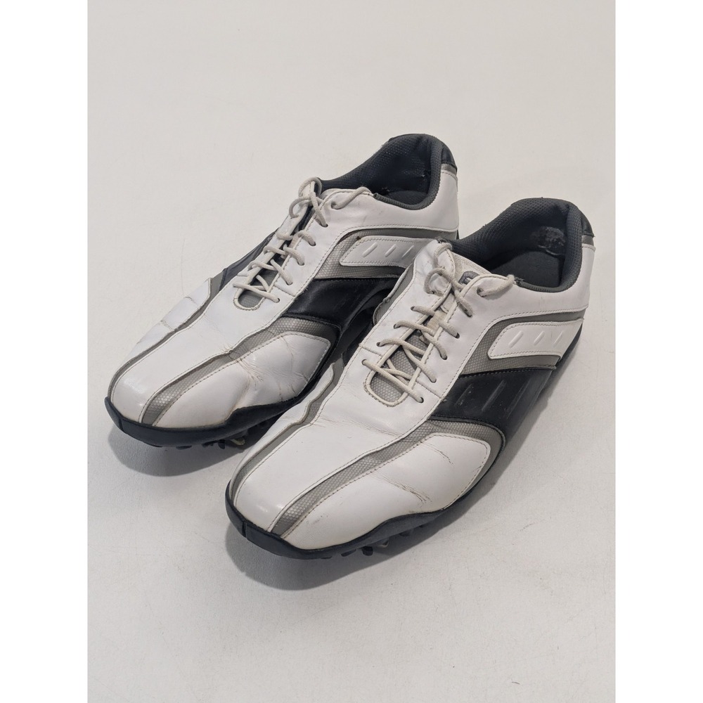 FootJoy Men's Golf Cleats White Black Size 11.5 Wide Spiked Shoes